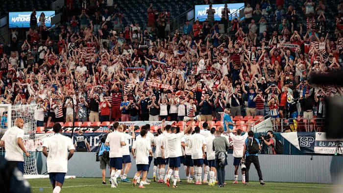 The USMNT celebrates its Nations League title with fans